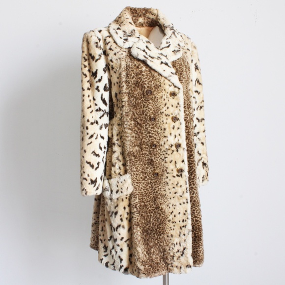 Vintage Coat Sheared Faux Fur by Bobalinx Leopard Big Cat Lynx 1960s Retro Chic - Picture 3 of 7